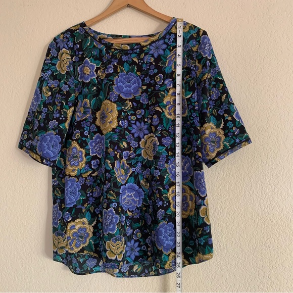 Ann Taylor Black Colorful Floral Print Short Sleeve Blouse Women’s Size Small - Picture 3 of 8